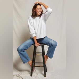 Perfect White Tee Neill French Terry 3/4 Sweatshirt in White Size Small